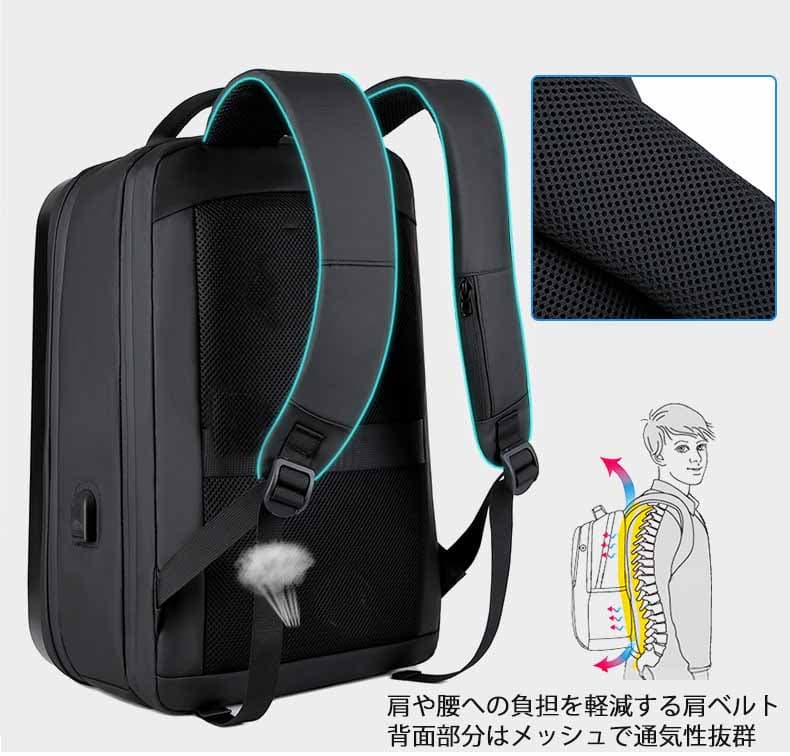 大容量リュック 大容量メンズリュック 撥水加工 ビジネス対応 多機能収納