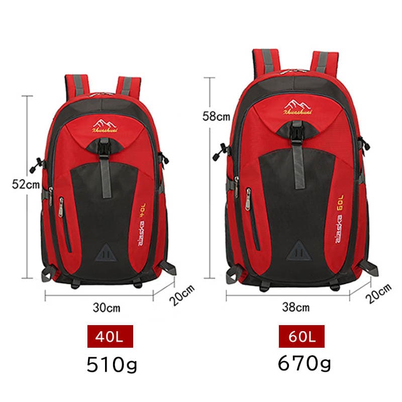 防水大容量リュック　男女兼用40L60L反射テープ付き登山旅行カバン
